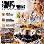 Stainless Steel Deep Fryer Pot – Built-In Thermometer & Draining Rack