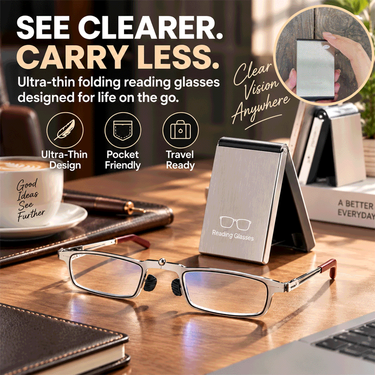 2-in-1 Folding Reading Glasses with Phone Stand Case – Blue Light Filtering