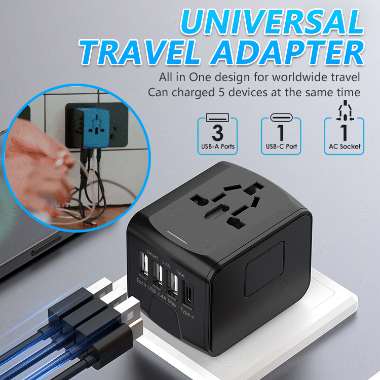 5-Port Universal Travel Adapter For 150+ Countries