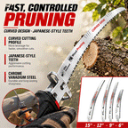 4-Piece Curved Pruning Saw Blade Set – 6″/9″/12″/15″ Reciprocating Saw Blades