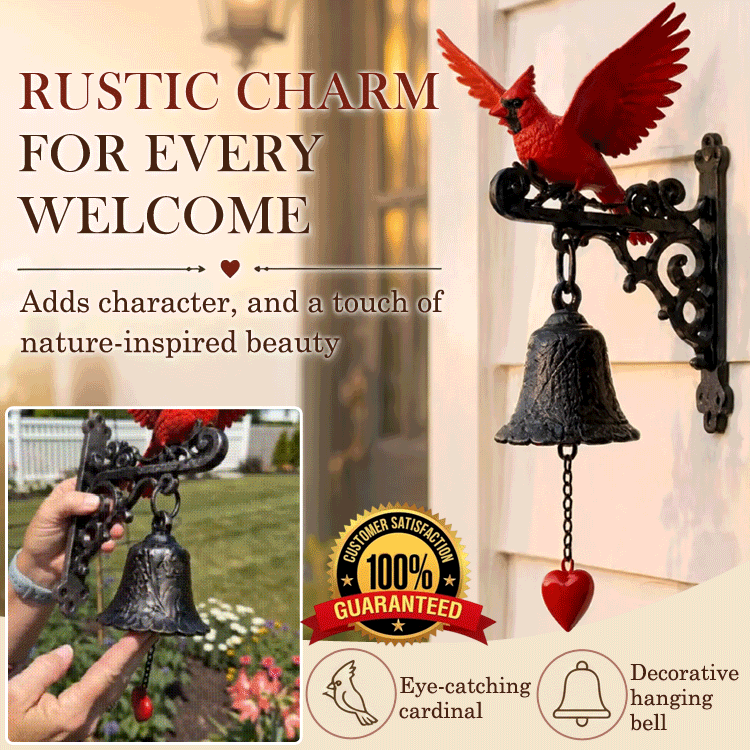 Vintage 3D Handcrafted Cardinal Garden Bell