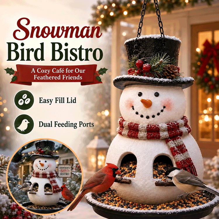 Christmas Snowman Hanging Bird Feeder – Festive Resin Backyard Feeder