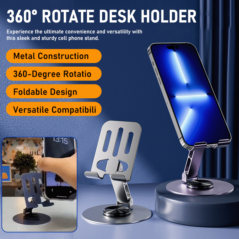 360° Adjustable Metal Phone Stand – Stable, Foldable & Hands-Free