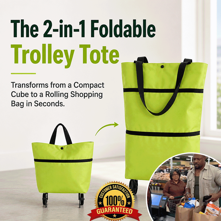 2-in-1 Foldable Rolling Shopping Tote
