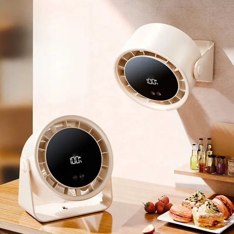 Rechargeable 100-Speed Brushless Turbo Desk Fan with Long Battery Life