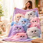 Nine-Panel Sleeping Cats Reversible Flannel Throw