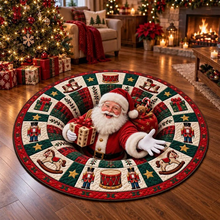 New 3D Christmas Illusion Round Rug – Fun Holiday Accent Floor Mat