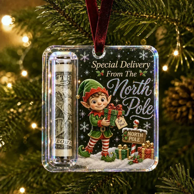 Christmas Cash Gift Ornament – Clear Money Holder Keepsake