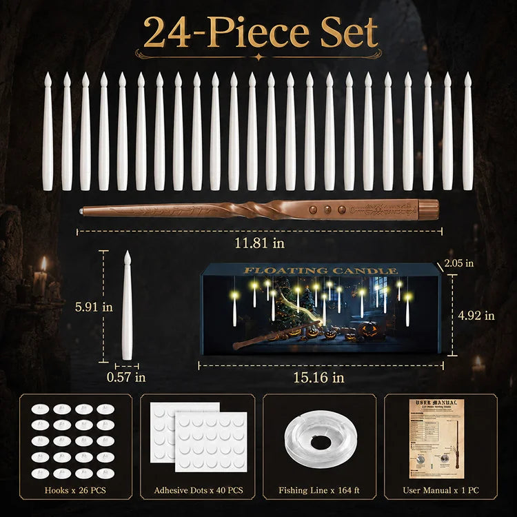 Magic Wand-Controlled Floating LED Candle Set