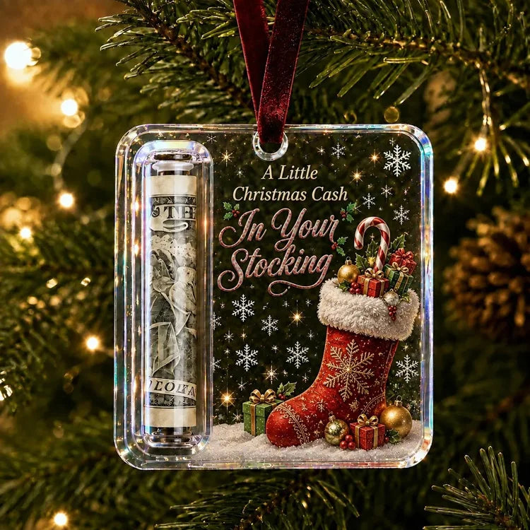Christmas Cash Gift Ornament – Clear Money Holder Keepsake