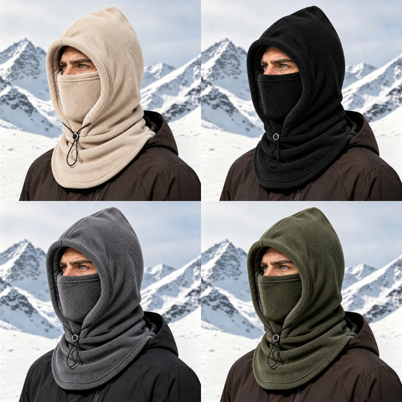 3-in-1 Fleece Hooded Face & Neck Warmer – Adjustable Cold-Weather Cover