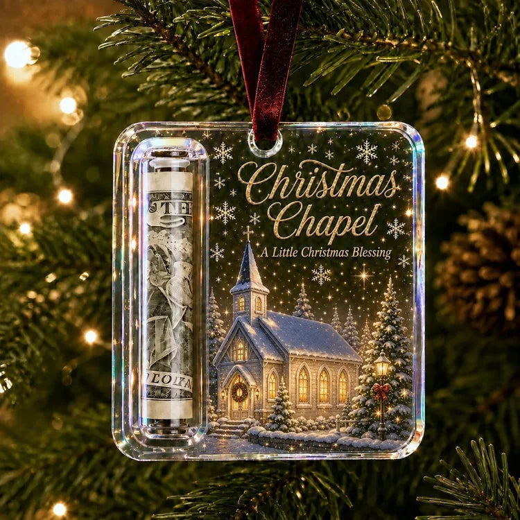 Christmas Cash Gift Ornament – Clear Money Holder Keepsake