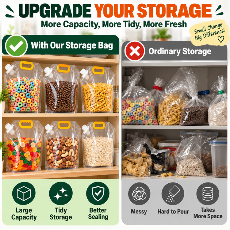 Reusable Airtight Dry Food Storage Bag – Stand-Up Easy-Pour Pantry Container