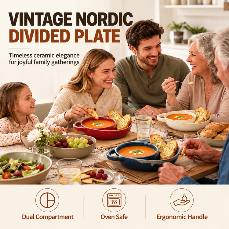 800G Real Ceramic Divided Bowl – 24 oz Soup & Side Serving Dish