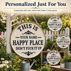Personalized Family Name Happy Place Garden Sign