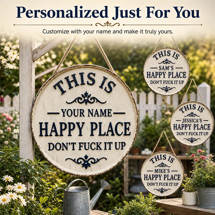 Personalized Family Name Happy Place Garden Sign