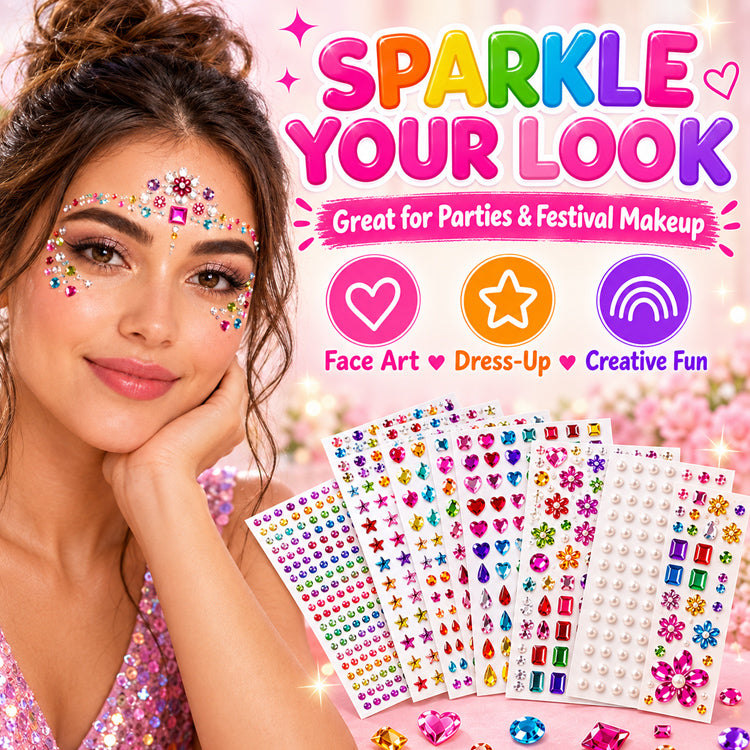 Self-Adhesive Rhinestone Gem Stickers – 3000-Piece Mixed Shape Craft Set