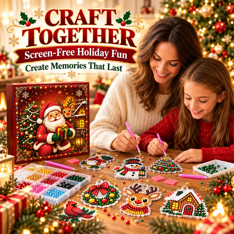 24-Piece Christmas DIY Diamond Art Ornament Kit – Sparkling Holiday Craft Set