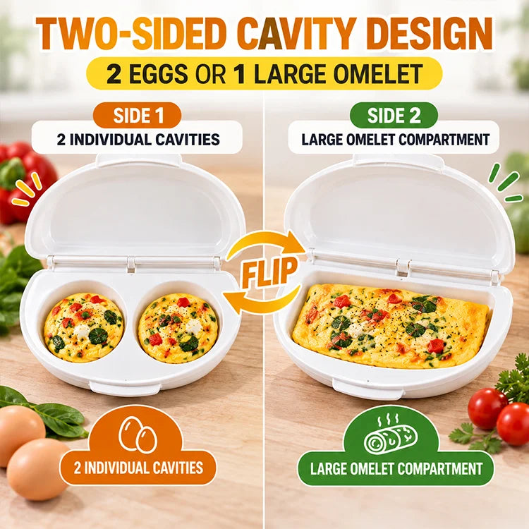 2-in-1 Microwave Egg Cooker – Omelet, Egg Cups & Wrap Maker
