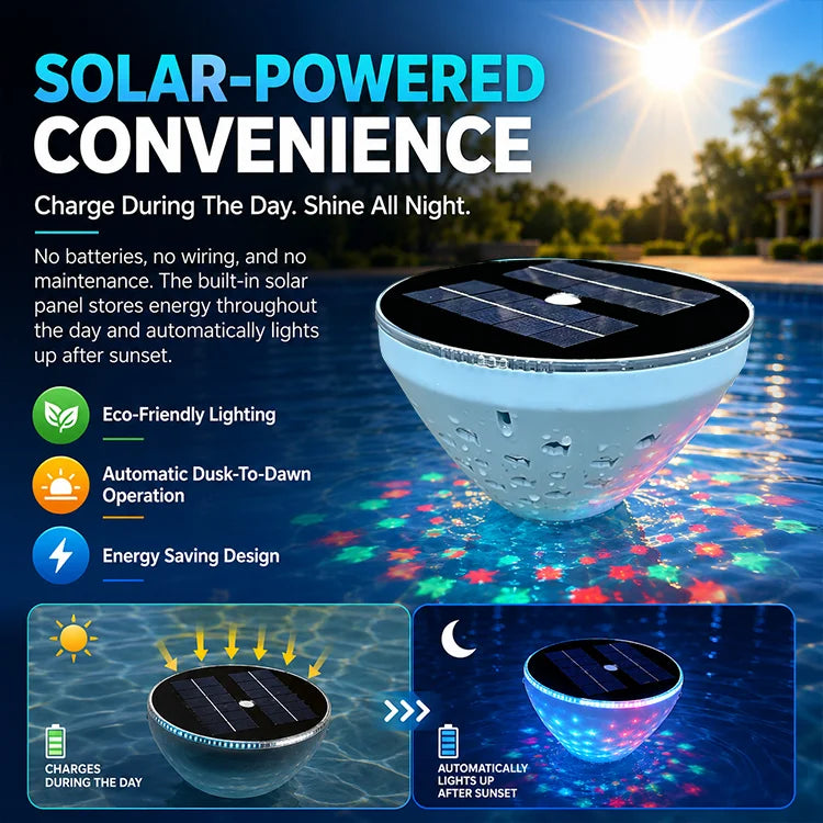 Solar Floating Pool Light – Colorful Underwater Projection Light For Night Swimming