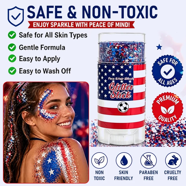 🦅4th of July Glitter Stick✨🔔Red, White & Blue Body & Hair Sparkle