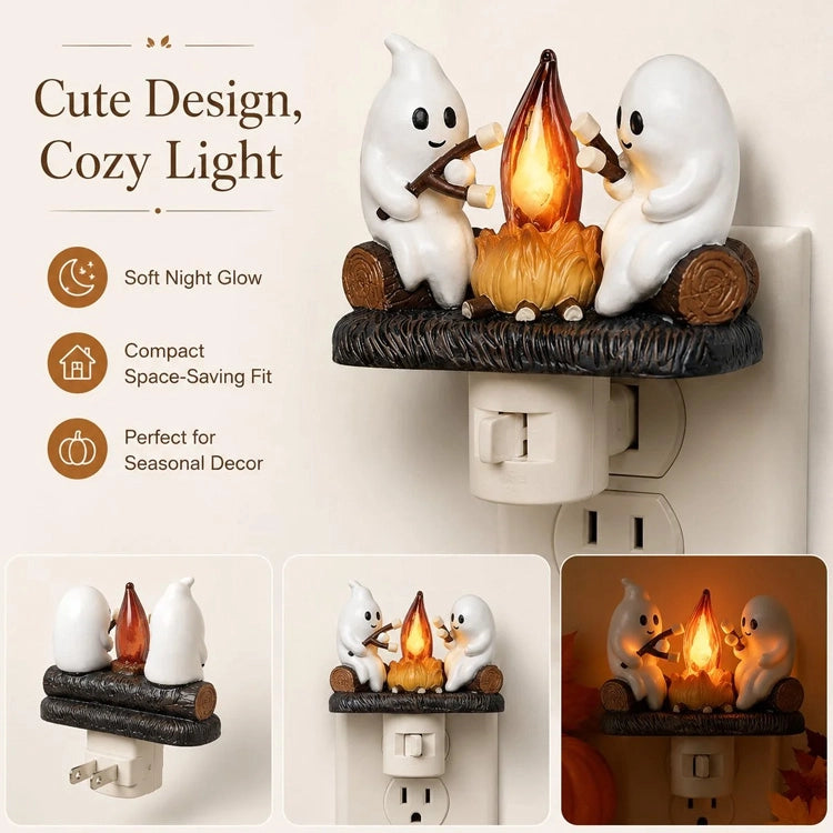 Spooky-Cute Ghost Campfire Plug-In Night Light