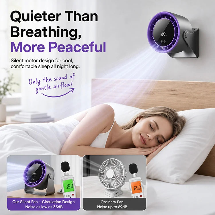Rechargeable 100-Speed Brushless Turbo Desk Fan with Long Battery Life