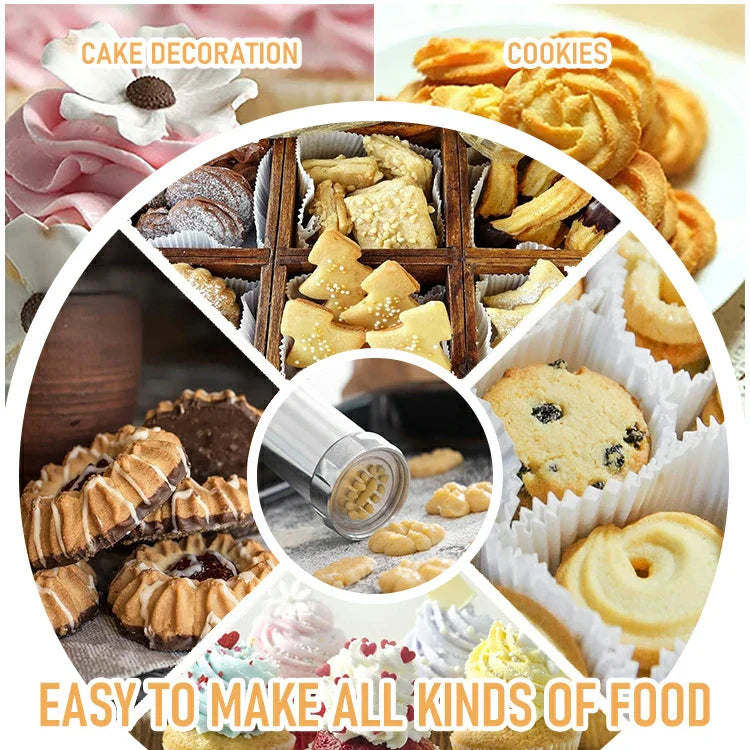 Complete 28-Piece Cookie Press Kit - Durable Food-Grade Materials, Easy Baking & Cake Decorating for Beginners and Experts