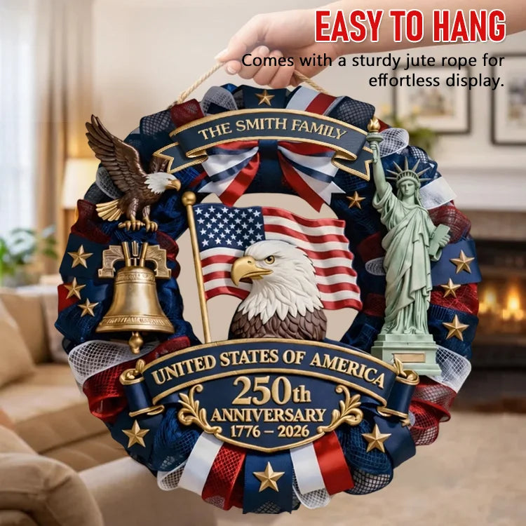 Personalized American 250th Anniversary Wooden Sign – Family Forever United
