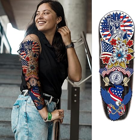 Realistic Full Arm Tattoo Sleeves – USA 250th Freedom Collection