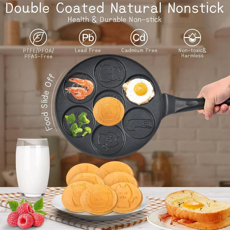 7-Mold Mini Pancake Pan – Fun Breakfast Maker