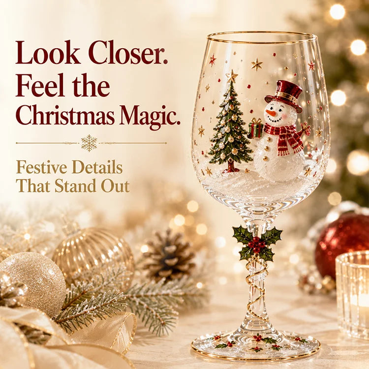 Handcrafted 3D Christmas Wine Glass – Festive Holiday Goblet