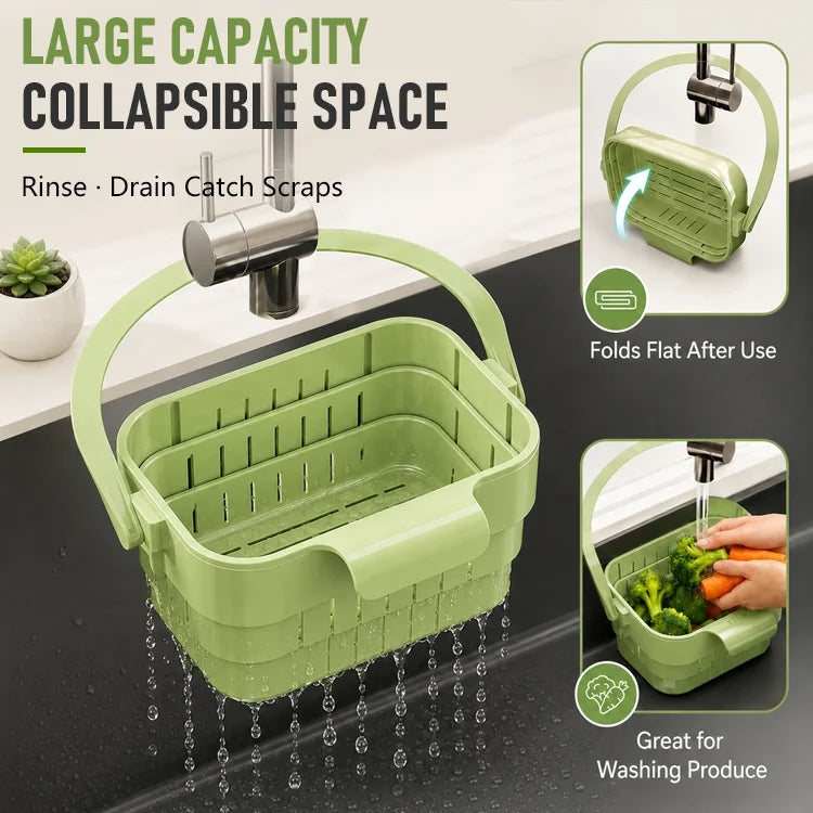 Collapsible Faucet-Hanging Sink Strainer Basket