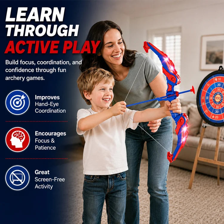 LED Light-Up Kids Bow & Arrow Target Set