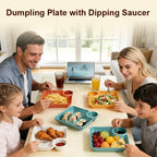 4-Piece Color Set Divided Serving Tray with Built-In Sauce Dish