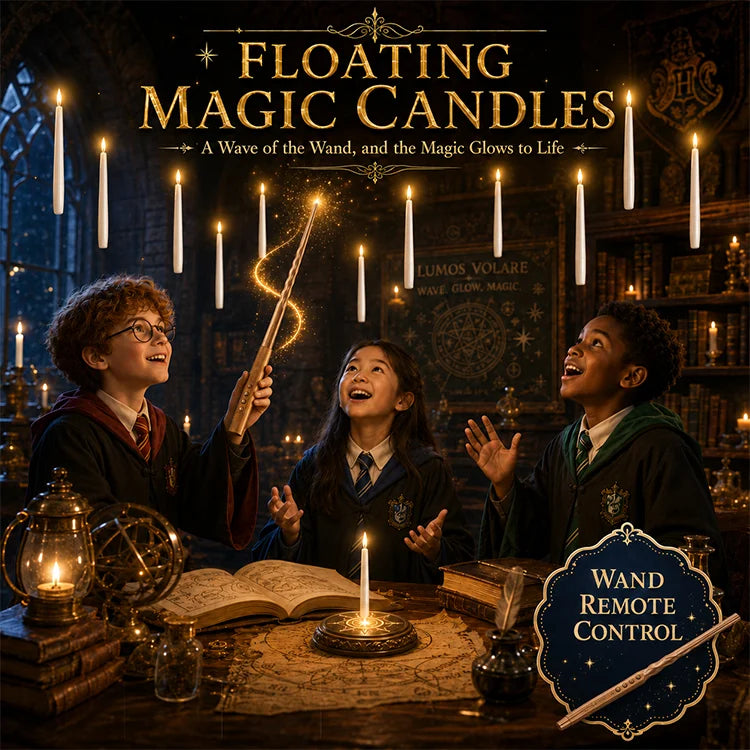 Magic Wand-Controlled Floating LED Candle Set