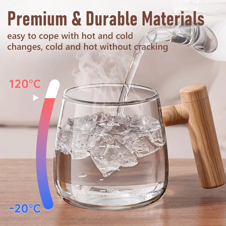 Premium Wood-Grain Self-Stirring Mug