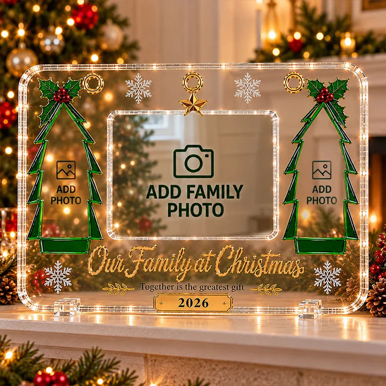 Our Family at Christmas Acrylic Photo Keepsake Frame