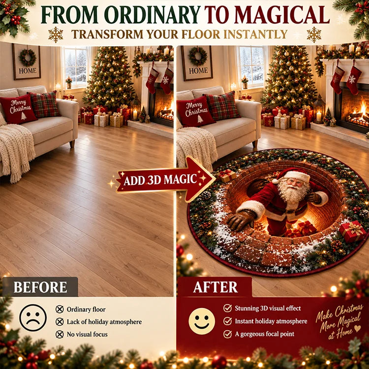 3D Christmas Illusion Rug – Magical Holiday Optical Floor Mat