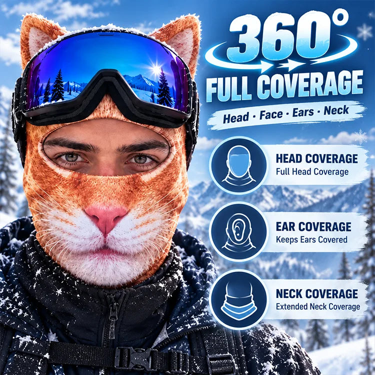 3D Animal Face Winter Balaclava – Full-Coverage Ski Mask