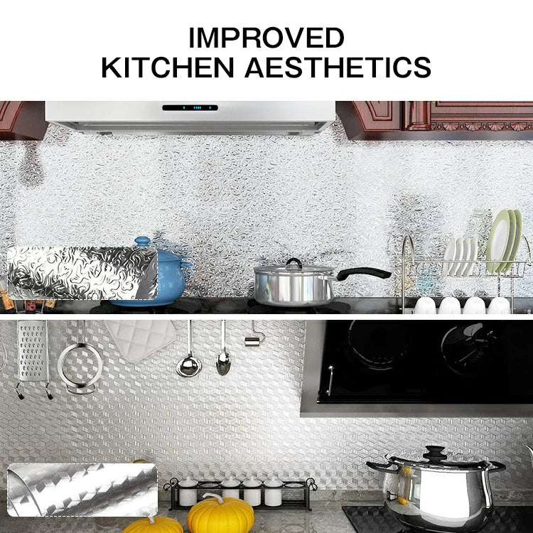 Premium Metallic Peel & Stick Kitchen Wallpaper – Oil & Water Resistant Aluminum Foil Contact Paper (2 Rolls)