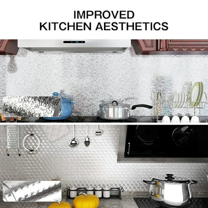 Premium Metallic Peel & Stick Kitchen Wallpaper – Oil & Water Resistant Aluminum Foil Contact Paper (2 Rolls)