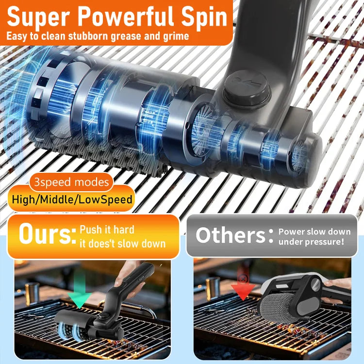 3-Speed Electric Grill Brush — Clean in Seconds