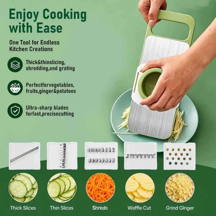 5-in-1 SafePrep™ Kitchen Slicer — Fast, Safe & Effortless Food Prep