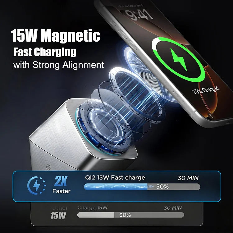 3-in-1 Magnetic Wireless Charging Stand for iPhone, Apple Watch & AirPods
