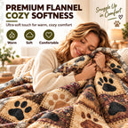 Paw Print Patchwork Flannel Throw Blanket