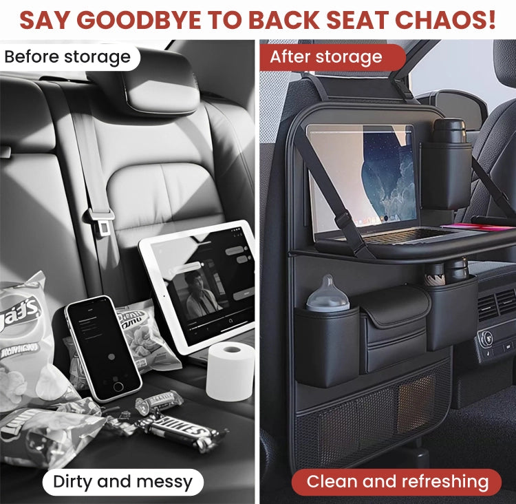Premium Nappa Seat Organizer with Foldable Tray — Sleek, Durable & Ultra-Soft