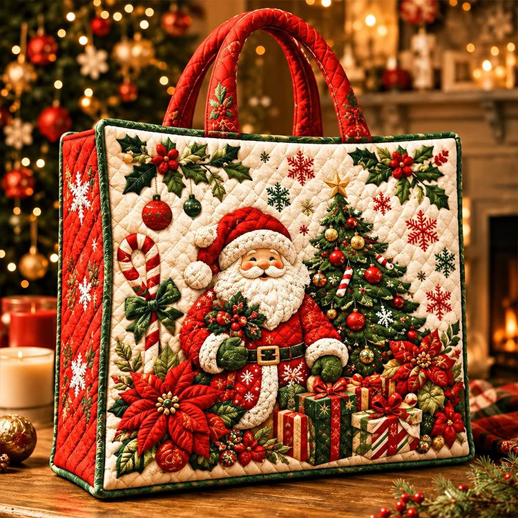 Quilted Christmas Tote Bag – Festive Holiday Carryall