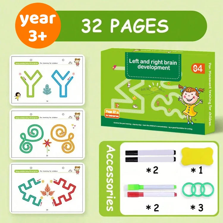 Reusable Tracing Workbook for Kids Ages 3+