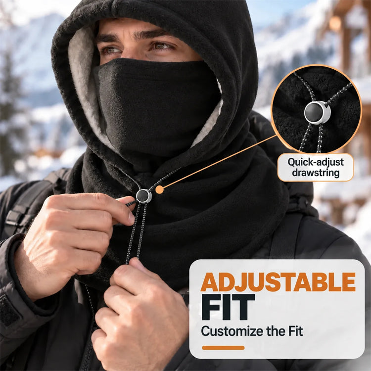 3-in-1 Fleece Hooded Face & Neck Warmer – Adjustable Cold-Weather Cover